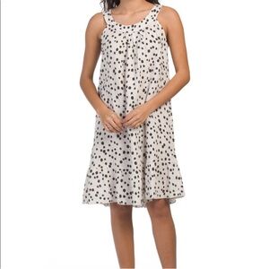 TERZO MILLENIO Made In Italy Linen Halter Babydoll Dress In Polka Dot Size Small